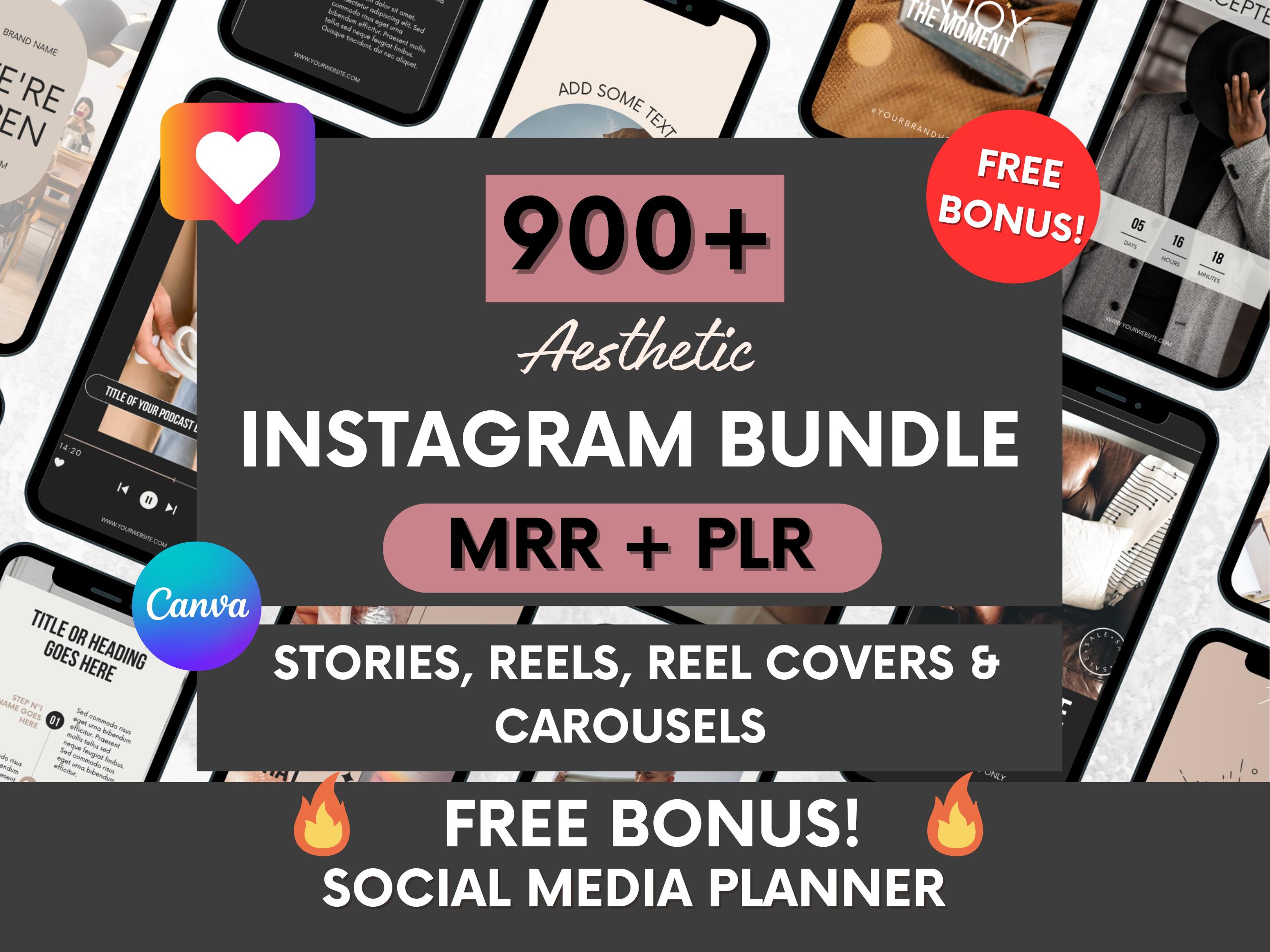DFY Instagram Template Bundle with Master Resell Rights, Aesthetic Instagram Story Templates PLR MRR, Faceless Instagram Reels