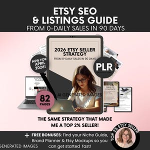 Etsy SEO & Listings Guide PLR, Etsy Shop Setup Guide Printable, Daily Sales on Etsy Guide Canva PLR