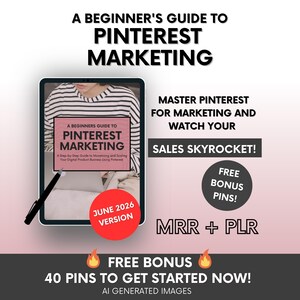 Pinterest Marketing Ebook with MRR, Beginners Pinterst Marketing Course PLR, DFY Marketing Ebook Ready-to-resell, Bonus Pinterest Templates