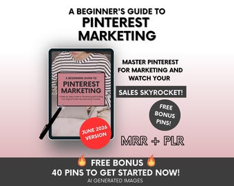 Pinterest Marketing Ebook with MRR, Beginners Pinterst Marketing Course PLR, DFY Marketing Ebook Ready-to-resell, Bonus Pinterest Templates
