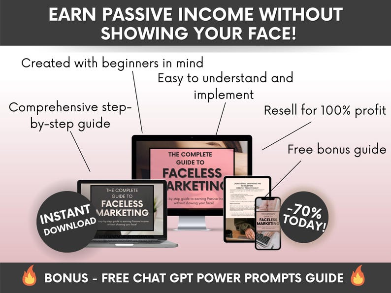 The Complete Guide To Faceless Digital Marketing Ebook with PLR and MRR, Learn and Resell Done-For-You Faceless Marketing Course image 3