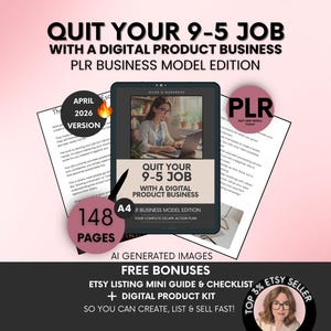 PLR-guide för att avsluta ditt 9-5-jobb med återförsäljningsrättigheter, PLR-affärsmodellutgåva, arbetsbok för att bygga din digitala affärshandlingsplan PLR
