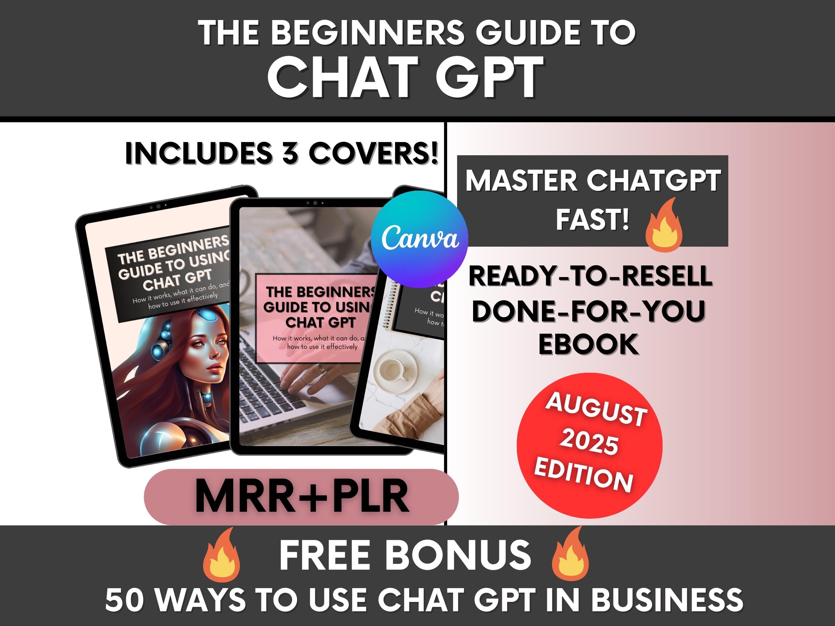 The Beginners Guide to ChatGPT Done-For-You Ebook with Master-Resell-Rights ChatGPT for Business Ebook, PLR ChatGPT Guide to Resell on Etsy