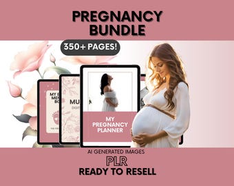 Pregnancy Bundle With MRR and PLR, Pregnancy Planner Canva With Master Resell Rights, DFY Editable Digital Pregnancy Templates Bundle