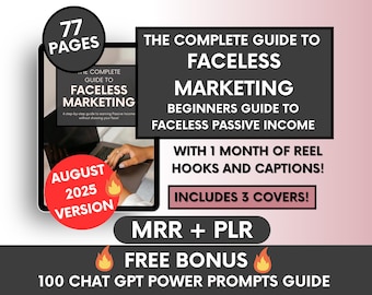 The Complete Guide To Faceless Digital Marketing For Beginners with PLR and MRR, DFY Digital Marketing Ebook, Faceless Passive Income Guide