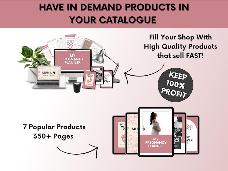 Pregnancy Bundle With MRR and PLR, Pregnancy Planner Canva With Master Resell Rights, DFY Editable Digital Pregnancy Templates Bundle image 3