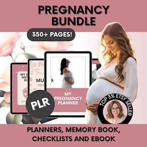 Zwangerschapsbundel met MRR en PLR, zwangerschapsplanner Canva met masterdoorverkooprechten, DFY bewerkbare digitale zwangerschapssjablonenbundel