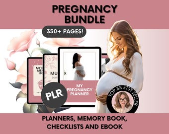 Pregnancy Bundle With MRR and PLR, Pregnancy Planner Canva With Master Resell Rights, DFY Editable Digital Pregnancy Templates Bundle