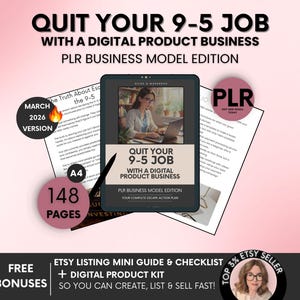 Guía PLR para dejar tu trabajo de 9 a 5 con derechos de reventa, Edición de modelo de negocio PLR, Libro de trabajo para desarrollar tu plan de acción empresarial digital PLR