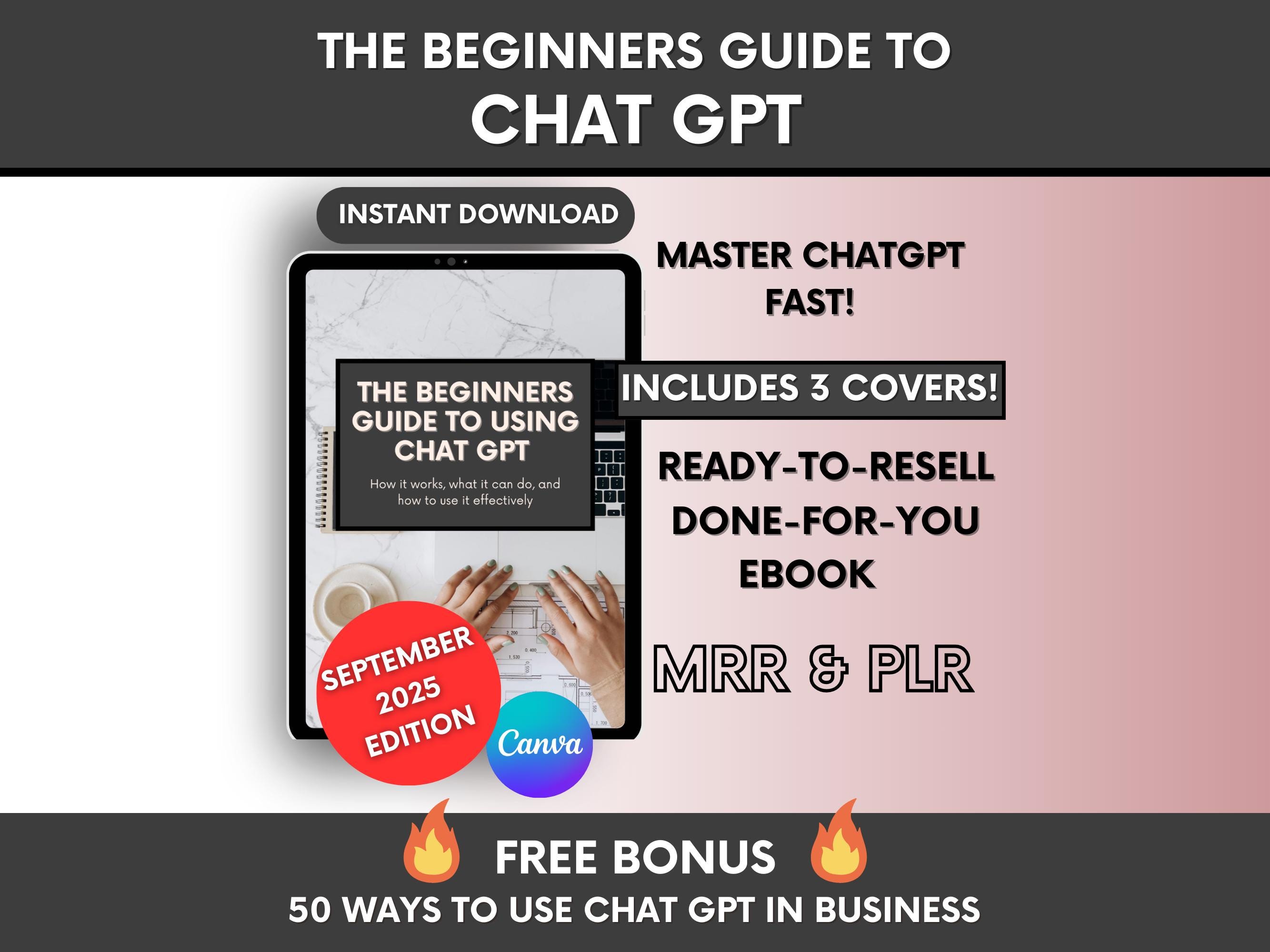 The Beginners Guide to ChatGPT Done-For-You Ebook with Master-Resell-Rights ChatGPT for Business Ebook, PLR ChatGPT Guide to Resell on Etsy