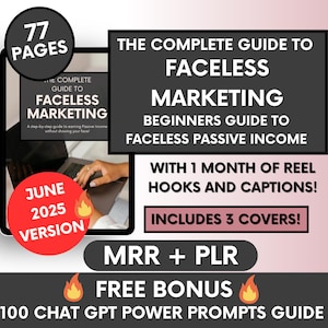 The Complete Guide To Faceless Digital Marketing For Beginners with PLR and MRR, DFY Digital Marketing Ebook, Faceless Passive Income Guide