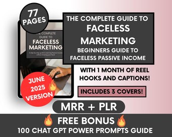 The Complete Guide To Faceless Digital Marketing For Beginners with PLR and MRR, DFY Digital Marketing Ebook, Faceless Passive Income Guide