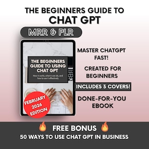 Guía para principiantes de ChatGPT (ebook con derechos de reventa), libro de ChatGPT para empresas, guía de IA de ChatGPT con derechos de reventa en Etsy.