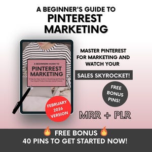 Pinterest Marketing Ebook with MRR, Beginners Pinterst Marketing Course PLR, DFY Marketing Ebook Ready-to-resell, Bonus Pinterest Templates