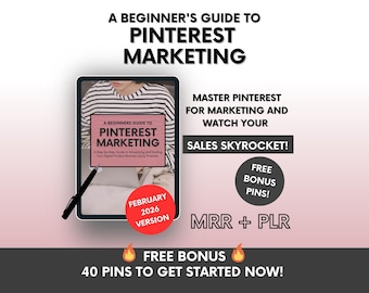 Pinterest Marketing Ebook with MRR, Beginners Pinterst Marketing Course PLR, DFY Marketing Ebook Ready-to-resell, Bonus Pinterest Templates