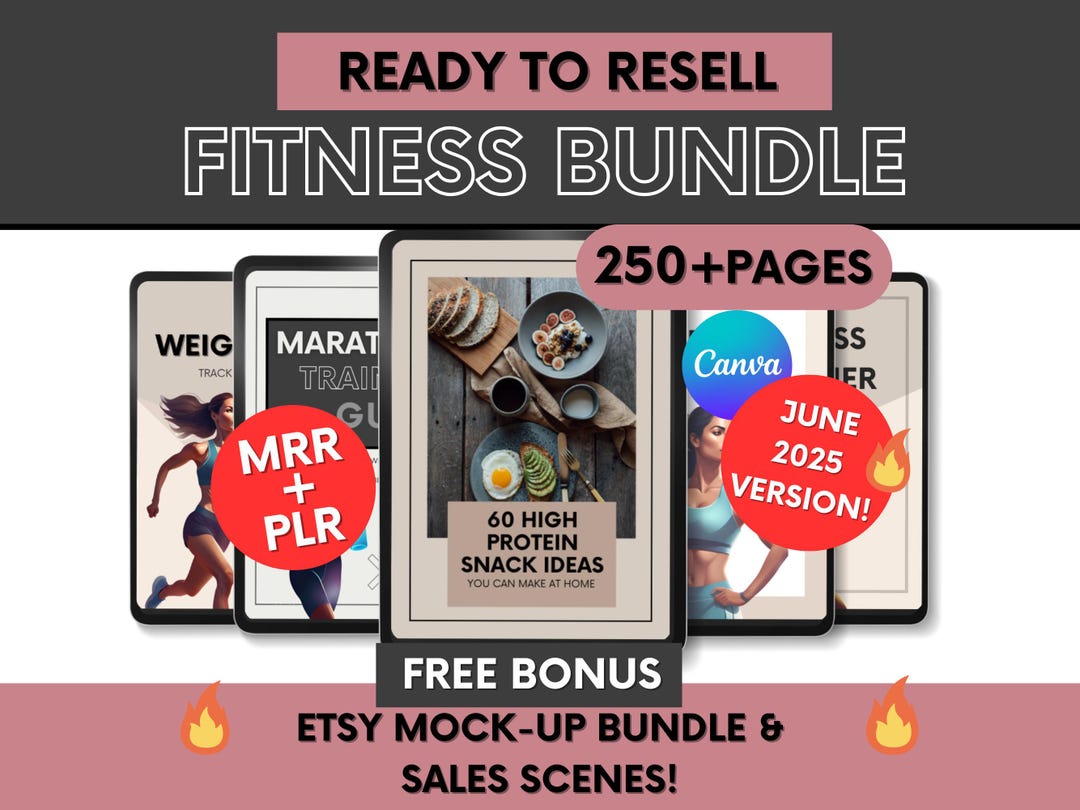 Fitness Bundle With MRR and PLR Ready to Resell, PLR Fitness Planners ...