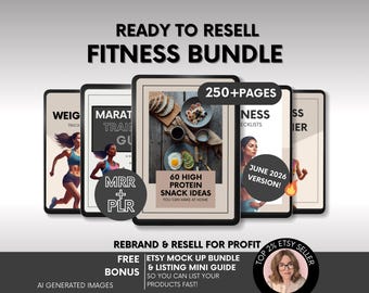 Fitness Bundle with MRR & PLR Ready To Resell, PLR Fitness Planners and Fitness Ebooks, Weight Loss Journal, High Protien Snacks Guide