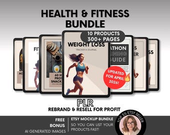 Health & Fitness Bundle with PLR Ready To Resell, PLR Fitness Planners and Fitness Ebooks, Weight Loss Journal, Health Food Guides