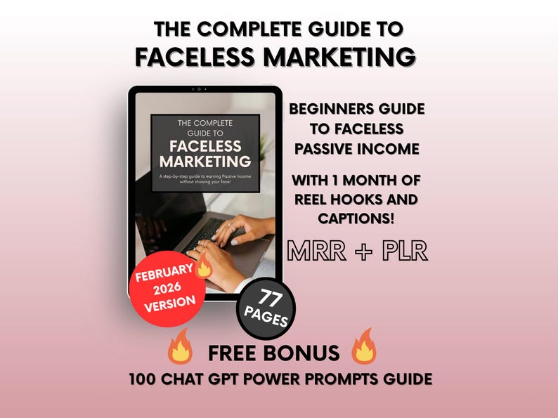 The Complete Guide To Faceless Digital Marketing Ebook with PLR and MRR, Learn and Resell Done-For-You Faceless Marketing Course image 1