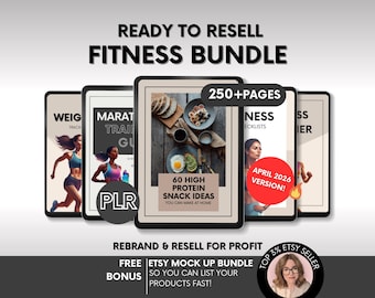 Fitness Bundle with MRR & PLR Ready To Resell, PLR Fitness Planners and Fitness Ebooks, Weight Loss Journal, High Protien Snacks Guide