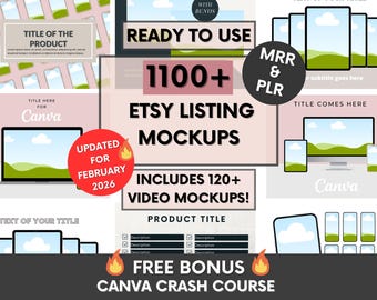 Pacchetto di oltre 1100 modelli di inserzioni Etsy con MRR pronti per la rivendita, pronti per la modifica nei modelli Canva, modelli di prodotti digitali pronti all'uso PLR