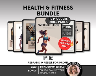 Pacchetto Salute e Fitness con diritti di rivendita (PLR), diari di fitness e ebook sul fitness, diario per la perdita di peso e guide all'alimentazione sana.