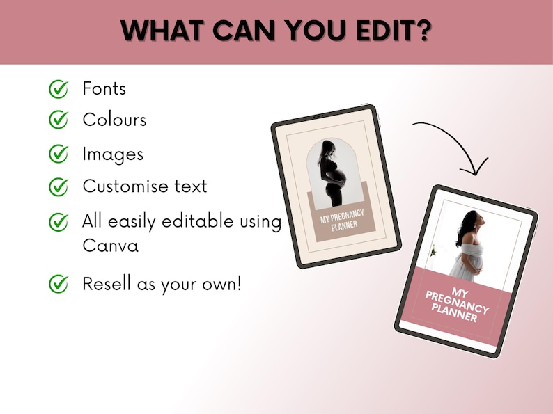 Pregnancy Bundle With MRR and PLR, Pregnancy Planner Canva With Master Resell Rights, DFY Editable Digital Pregnancy Templates Bundle image 7