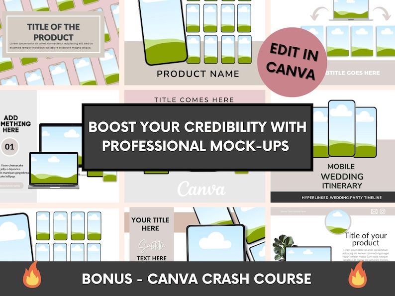 1100+ Etsy Listing Mockup Bundle With MRR Ready to Resell, Ready to Edit In Canva Templates, Done-For-You Digital Products Mockups PLR