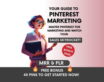 E-boek Pinterest-marketing voor beginners met master-doorverkooprechten, Pinterest-marketingkit, Pinterest-gidsoverzicht, bewerkbare canva-pinsjablonen