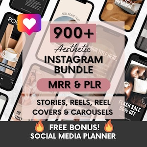 900+ DFY Instagram Template Bundle mit Master Resell Right, ästhetischen Instagram Story Templates PLR MRR, gesichtslosen Instagram Reels