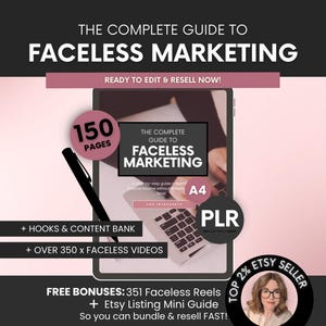 La guía completa de marketing digital sin rostro (libro electrónico con PLR y MRR), aprende y revende este curso de marketing sin rostro listo para usar.
