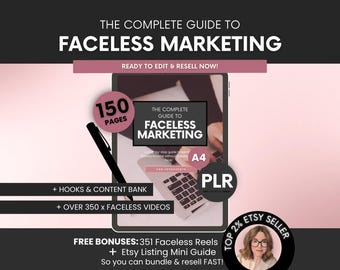 The Complete Guide To Faceless Digital Marketing Ebook with PLR and MRR, Learn and Resell Done-For-You Faceless Marketing Course