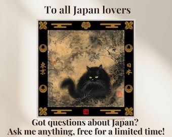 Katzenliebhaber Einweihungsparty Geschenk Katze Ukiyo-e Druck Neues Wohndekor Black Kitty Poster Präsente Wandkunst Umzug Feier Kunstwerk Japan Fan