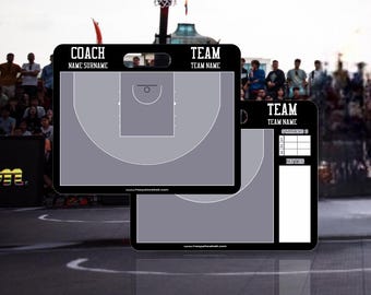 Personalized Magnetic 3x3 Basketball Clipboard, Custom Tactic Board, Player & Coach Gift, **FIBA 3x3 Half Court Strategy**