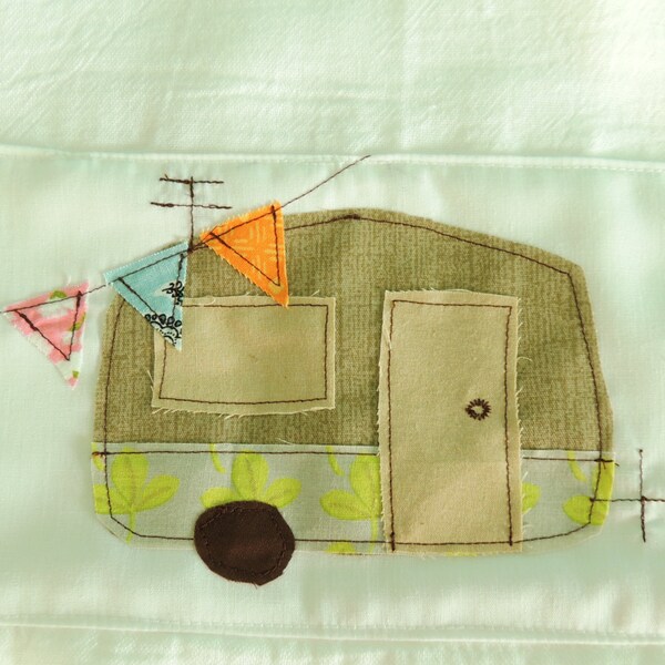 Camper Flour Sack dish towel is perfect for the adventurer in your life and perfect to brighten your kitchen