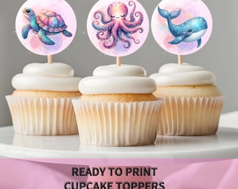 Décorations pour cupcakes Under the Sea - Décorations de fête sur le thème de l'océan pour les anniversaires, les baby showers.