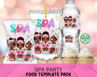 Spa Party Food Label Templates – Printable Birthday Decor (Digital Download)