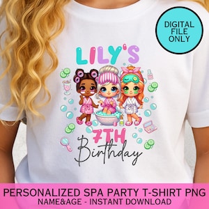 Personalized Spa Birthday Shirt PNG Diverse Girls Custom Spa Party T Shirt Design Digital Download Birthday Gift Printable File