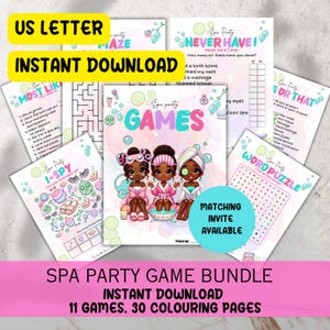 Spa-feestspellen Afdrukbare verjaardagsfeestjes voor kinderen Spa-thema voor meisjes Directe digitale download