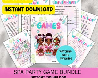 Spa Party Games Printable Birthday Party Activities for Kids Spa theme for girls Instant Digital Download