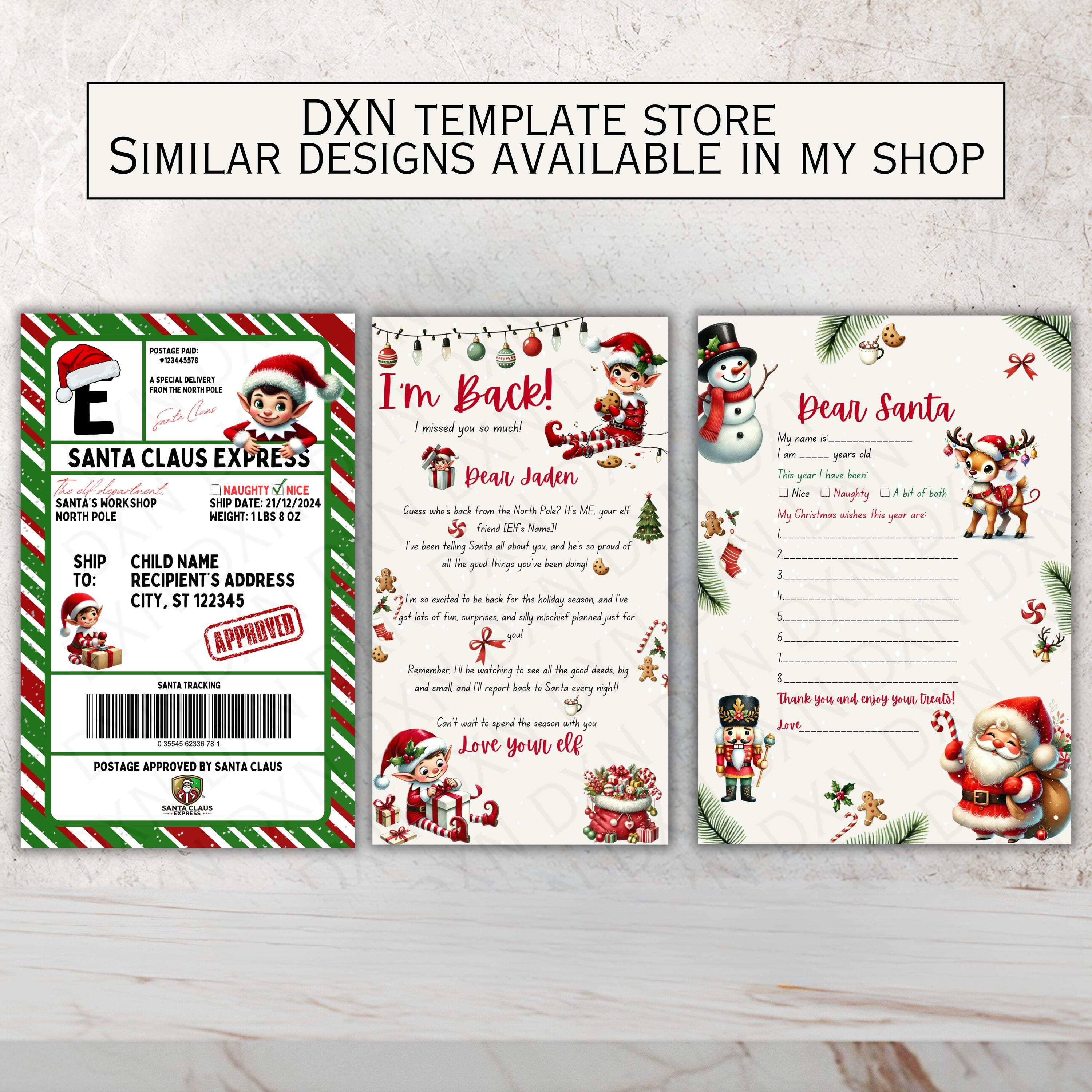 Santa Letter Template – Printable Christmas Wish List for Kids (digital ...