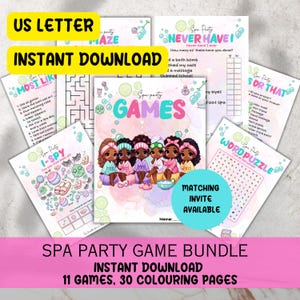 Printable Spa Party Games Bundle Fun Birthday & Sleepover Activities for Kids  Instant Digital Download Girls birthday party