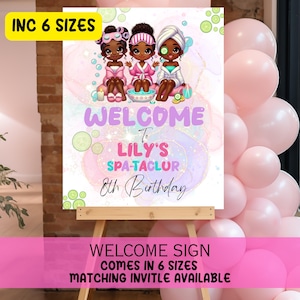 Editable Spa Party Welcome Sign, Girls Spa Birthday Printable, Kids Pamper Party Decor,Instant Download, Personalized Spa Day Sign