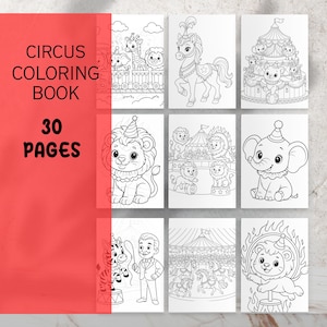 Circus Coloring Book for Kids – 30 Printable Pages – Fun Big Top Activity for Birthday Party, Classroom or Rainy Day
