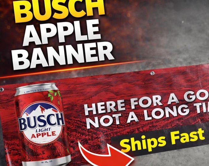 Busch Light Apple Vinyl Banner | 14x40 Inch Limited Edition Beer Decor | Man Cave Sign | Garage Art | Party Apple Beer Banner