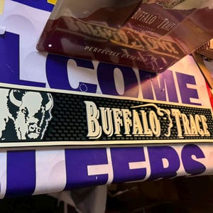 Buffalo Trace Bar Mat | Bourbon Rubber Bar Runner 23.5 x 3.5 | Whiskey Bar Counter Mat Mancave Decor