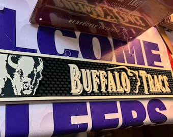 Buffalo Trace Bar Mat | Bourbon Rubber Bar Runner 23.5 x 3.5 | Whiskey Bar Counter Mat Mancave Decor