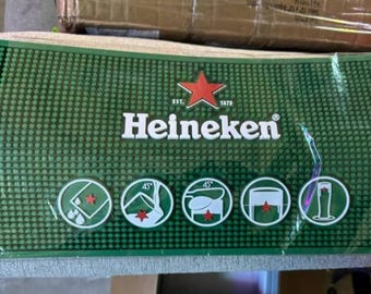 Heineken Rubber Bar Mat | Classic Green Pub Mat | Home Bar Decor | Bartender Accessory | Beer Lover Gift | Man Cave Essential