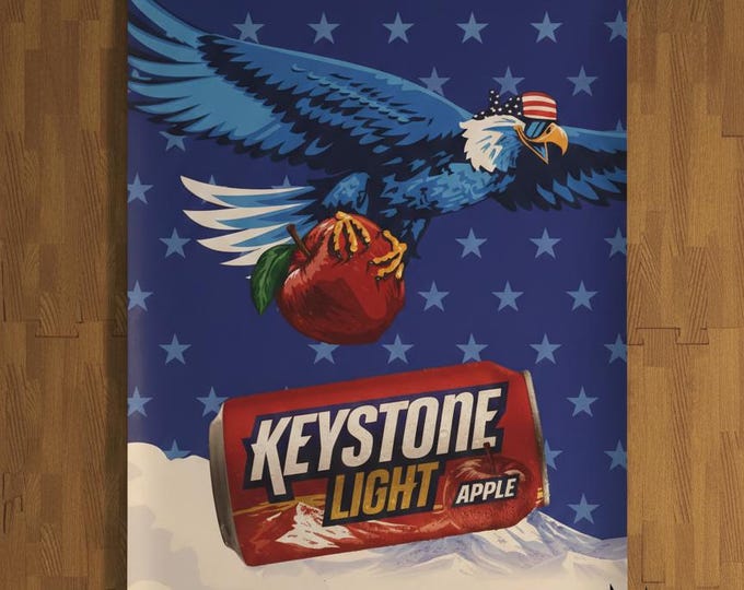 Keystone Light Apple Beer Banner 24x36 Vinyl Bar Sign Mancavedecor Garage Decor Beer Wall Banner Anheuser Busch Bar Decor