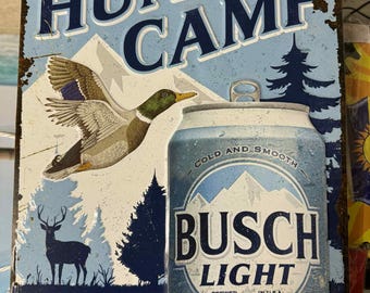 Busch Light Hunting Can Metal Sign: Duck Decor - 23x15